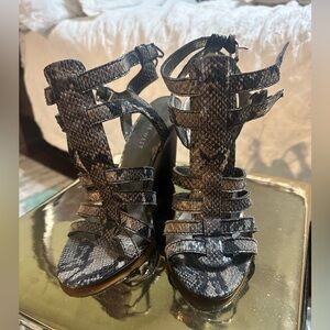 Nine West Black Snake Print Heels